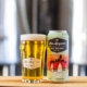 Salt Bae Pils beer in glass next to can