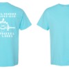 Blue colored tee with white print on front and back