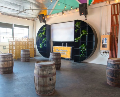 Private Event Space w/ screen and barrels