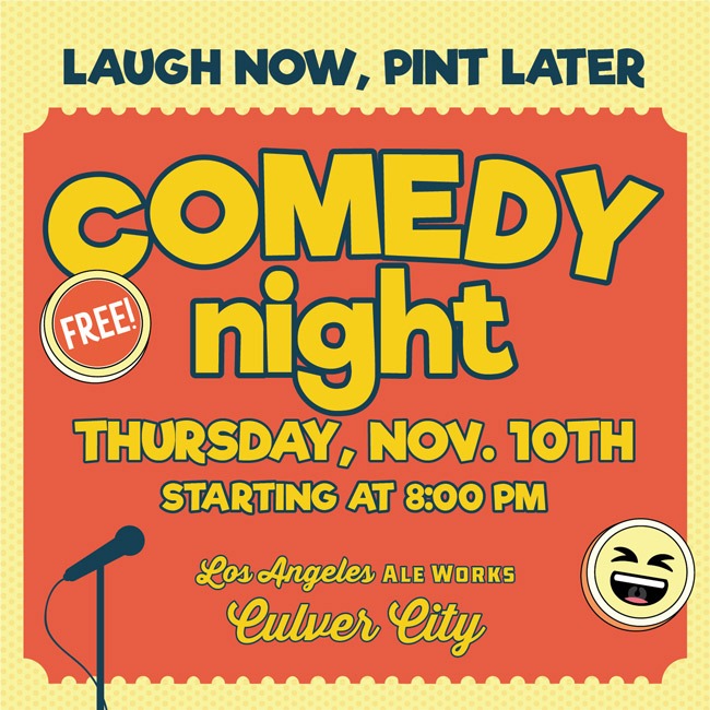 Laugh Now Pint Later Comedy Night, Thursday November 10th at 8pm