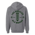 Grey Zip-Up Hoodie w/ green LA Ale Works logo printed