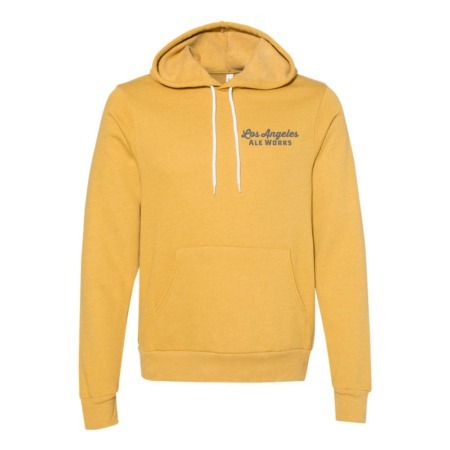 Mustard yellow hoodie w/ grey Los Angeles Ale Works logo