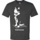 Black tshirt with Scrappy the cat printed on front