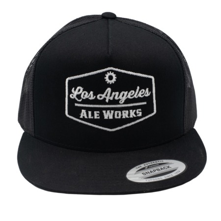 Black Snapback Trucker Hat w/ Embroidered Los Angeles Ale Works Logo