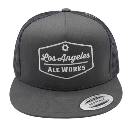 Grey Snapback Trucker Hat w/ Embroidered Los Angeles Ale Works Logo