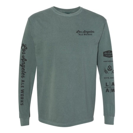 Spruce/Green Long Sleeved Shirt w/ LA Ale Works logos printed