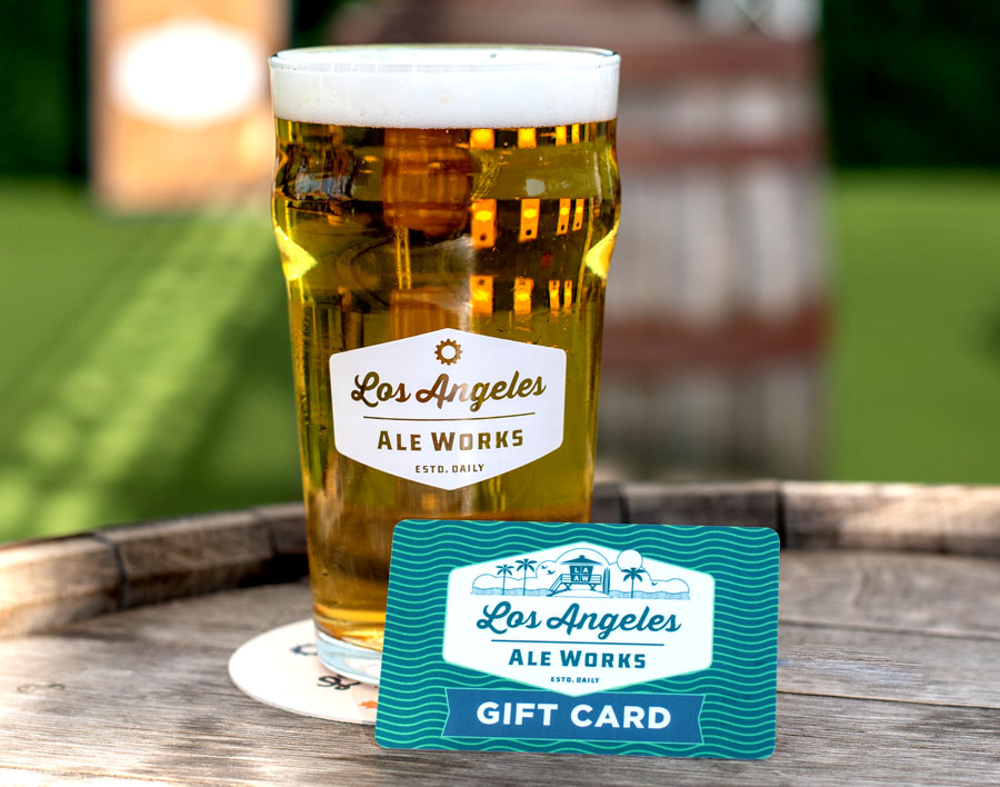 Gift card and LA Ale Works beer glass
