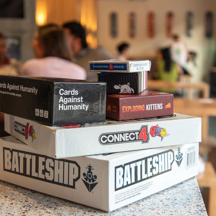 Stack of board games