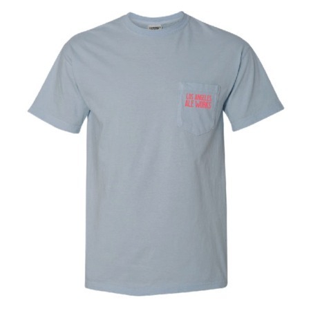 Blue shirt with LA Ale Works logo printed on back