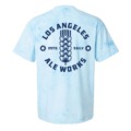 Blue Splatter Tie Dye shirt with Los Angeles Ale Works logo printed