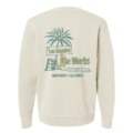 Cream colored crewneck sweater with LA Ale Works artwork printed on back