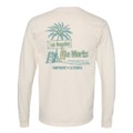 Cream colored long sleeved shirt with LA Ale Works artwork printed on back