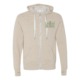 Zip up cream colored hoodie with LA Ale Works logo printed on front